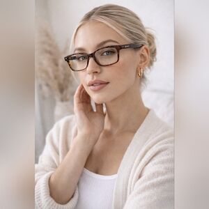 Zenni Optical Harrison ZIR Tortoiseshell Rectangle Eyeglasses Frames Quiet Luxur
